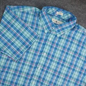 Onward Reserve Shirt Mens XL‎ Classic Fit Blue Plaid Performance Stretch Preppy